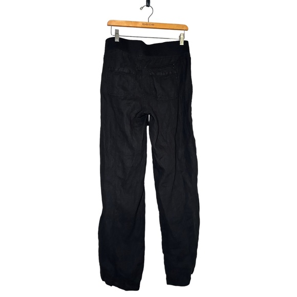 Athleta 100% Linen Wide Leg Pull-On Drawstring Waist Athletic Pants Black Size 6 - Picture 13 of 14